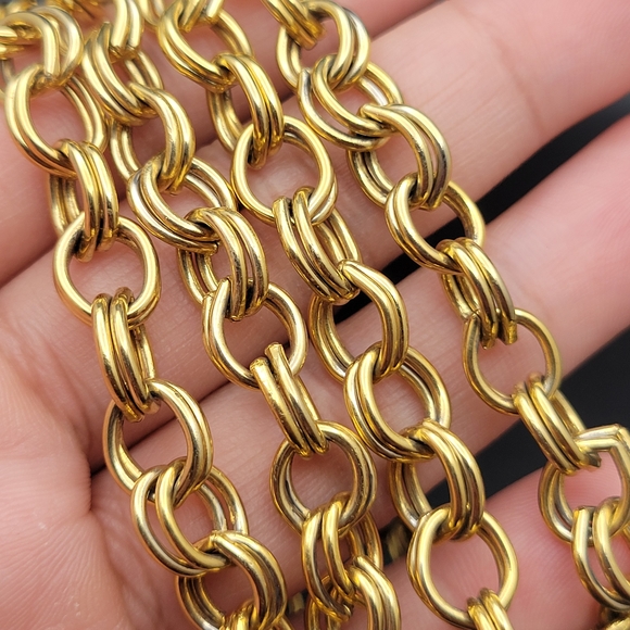 Gold Tone Women's Byzantine Chain Necklace - Elegant Link Design Heavy! - Picture 8 of 8